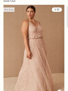 BHLDN Fidelia Blush Champagne Beaded Maxi Dress